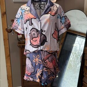 Sheshow Lavender Baby Hippo Pajama Set